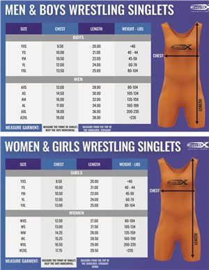 Wrestling Singlet Size Guide (size up if close)